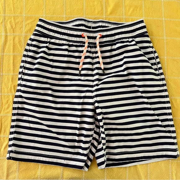Crewcuts J. CREW Boys Swim Trunks Bathing Suit Striped Navy White Shorts Size 16 - Picture 1 of 9